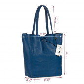 Geanta shopper din piele naturala DiAmanti Luisa Blu